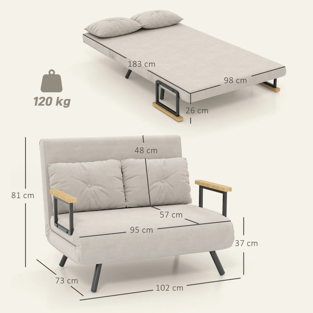Divano letto 2 posti in velluto ¨C Minimal ¨C Naturale Beige Nero