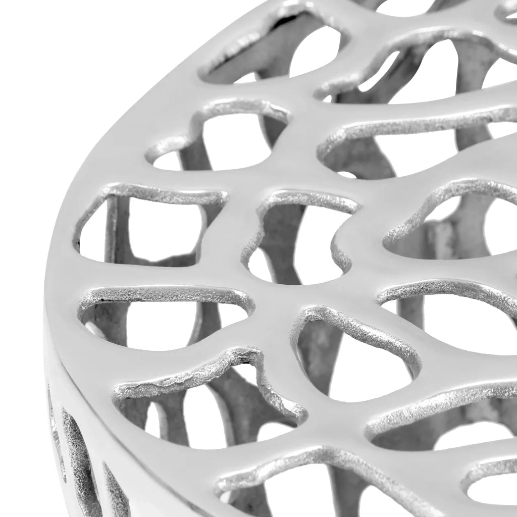 Tavolino da Salotto-Tavolino da soggiorno-Tavolo in Alluminio Martellato 70x30 cm Argento