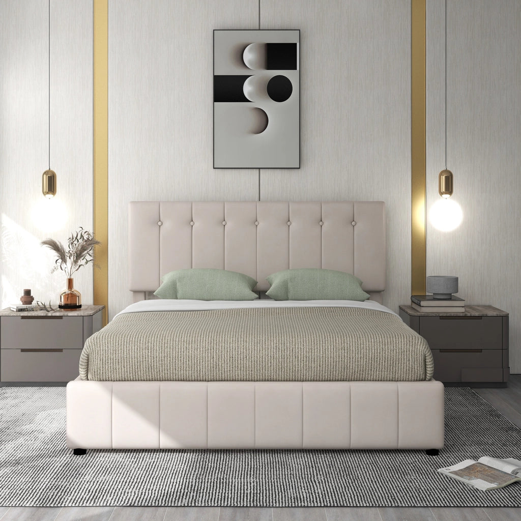 letto imbottito velluto crema 140 x 200 cm