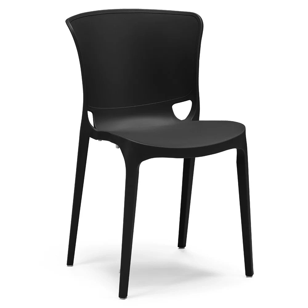 Set 2 sedie in polipropilene JUMBO, 100% MADE IN ITALY, impilabile, resistente ai raggi UV, design moderno, ideale per sala da pranzo, cucina, sala d’attesa, bar, ristoranti o giardino, colore Nero Grafite