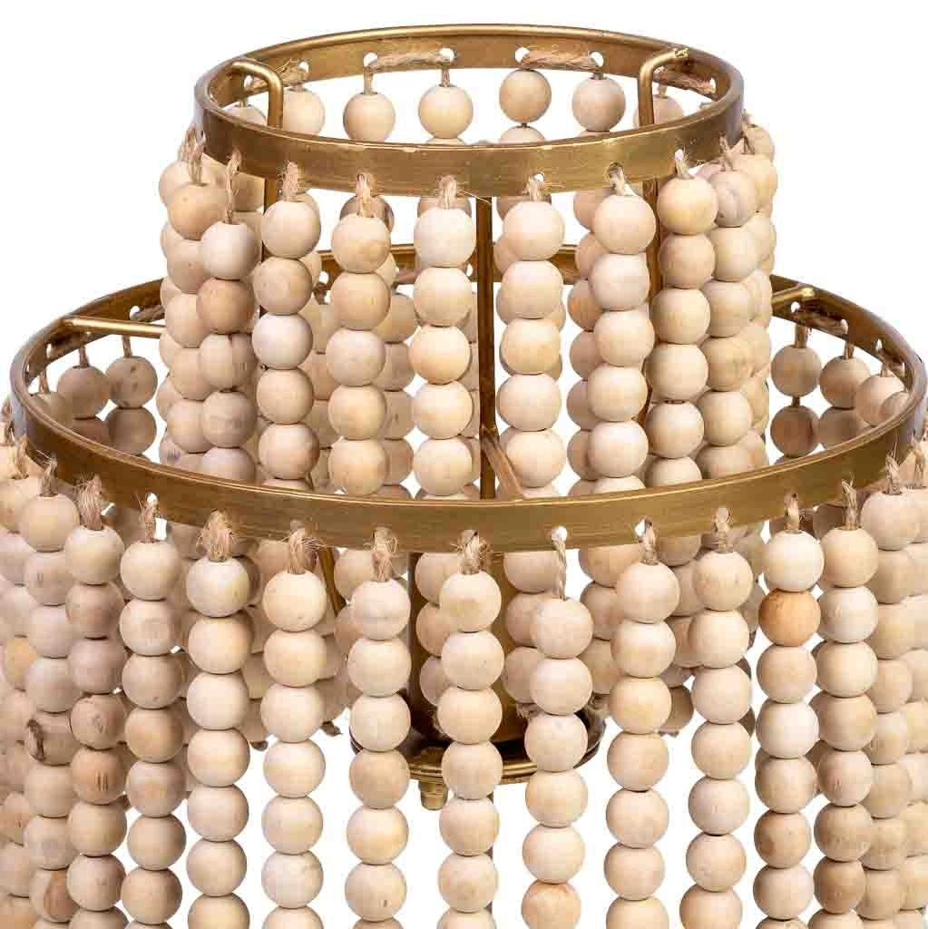Lampada da tavolo in metallo e legno 28,5x28,5x35/50h cm Oro