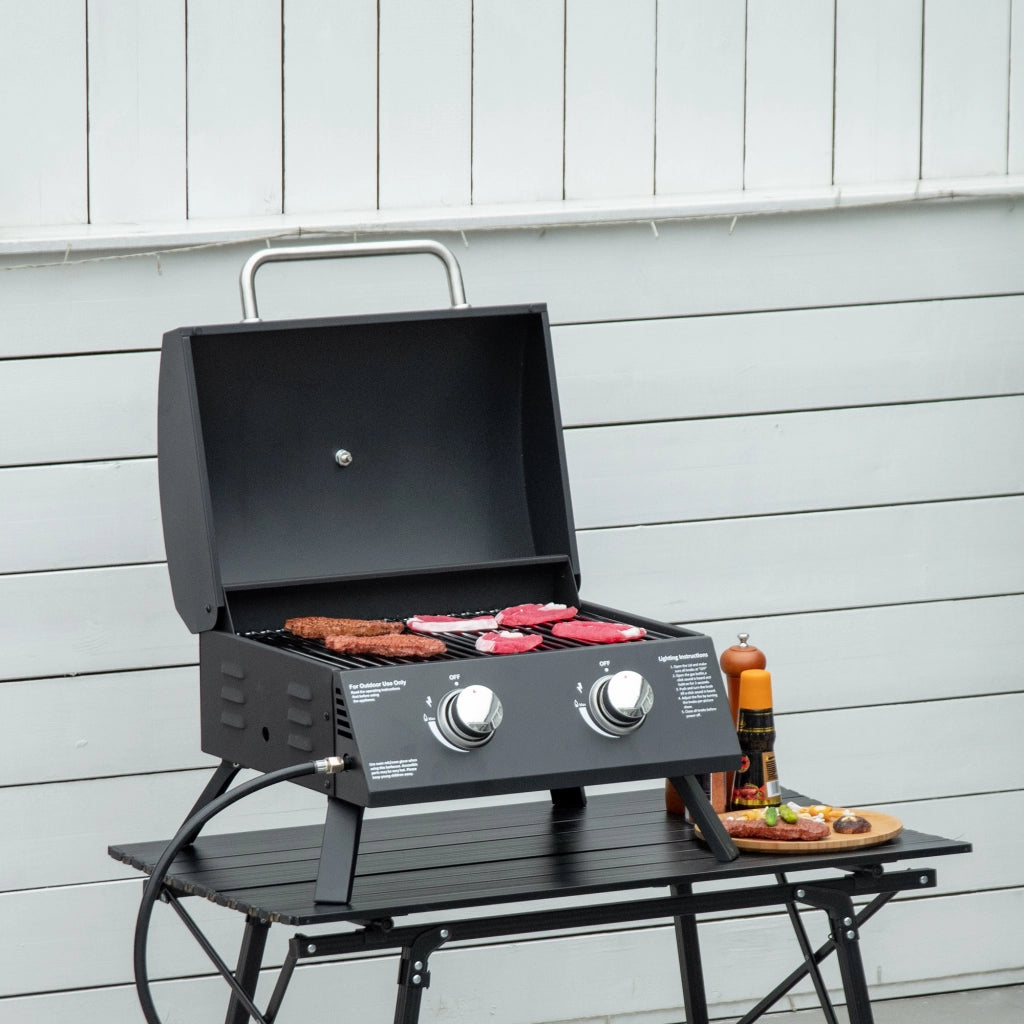 Barbecue da Tavolo a Gas Pieghevole ¨C zephmum ¨C Nero 2 Bruciatori 5KW
