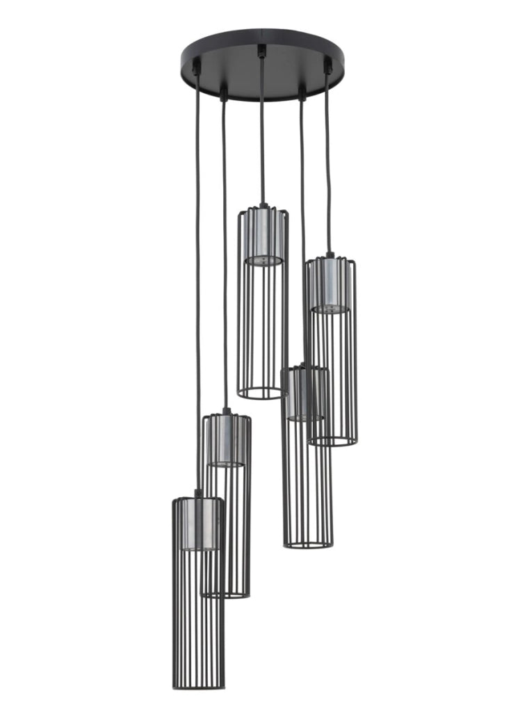 Lampada a sospensione Fobia industriale nera 5xGU10