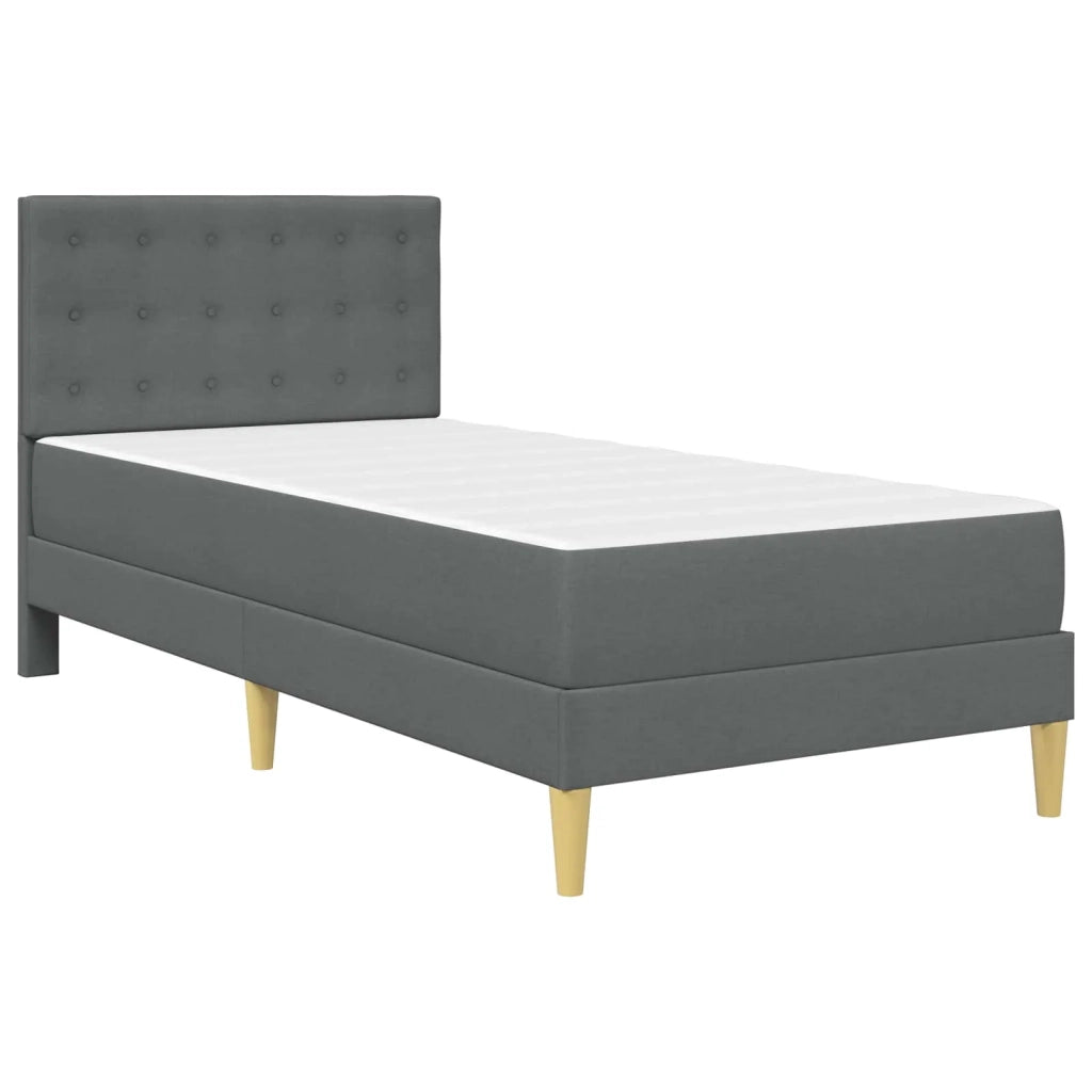 Letto singolo | Letto per adulti | Struttura letto con materasso Grigio scuro 90 x 190 cm Tessuto