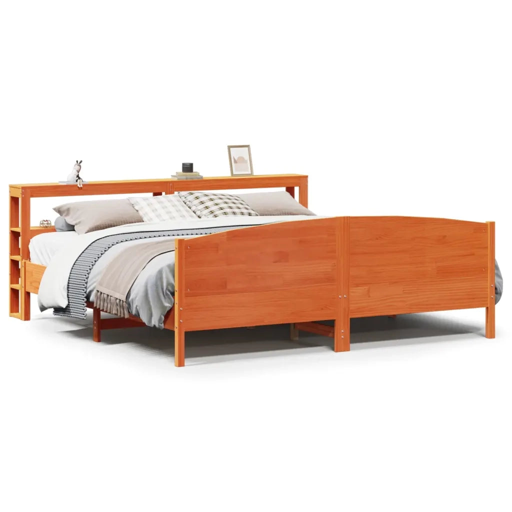 Letto senza Materasso Marrone Cera 200x200 cm in Legno di Pino 3306215