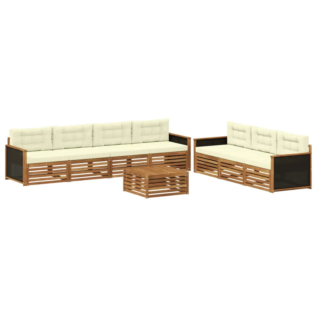 Set di divani da esterno 8 pcs Naturale e Crema 79 x 79 x 37 cm 3383103