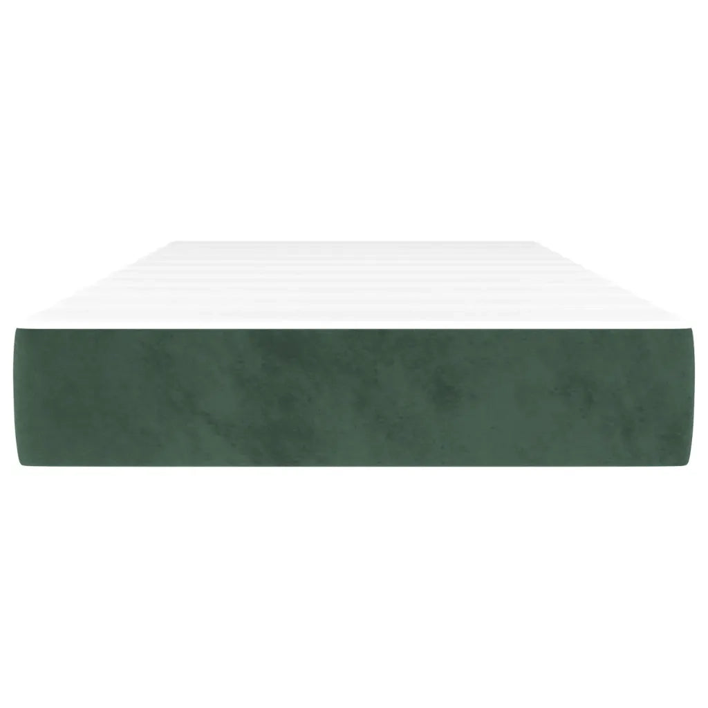 Materasso a Molle Insacchettate Rigidità Media Verde Scuro 120x190x20 cm in Velluto 4007157