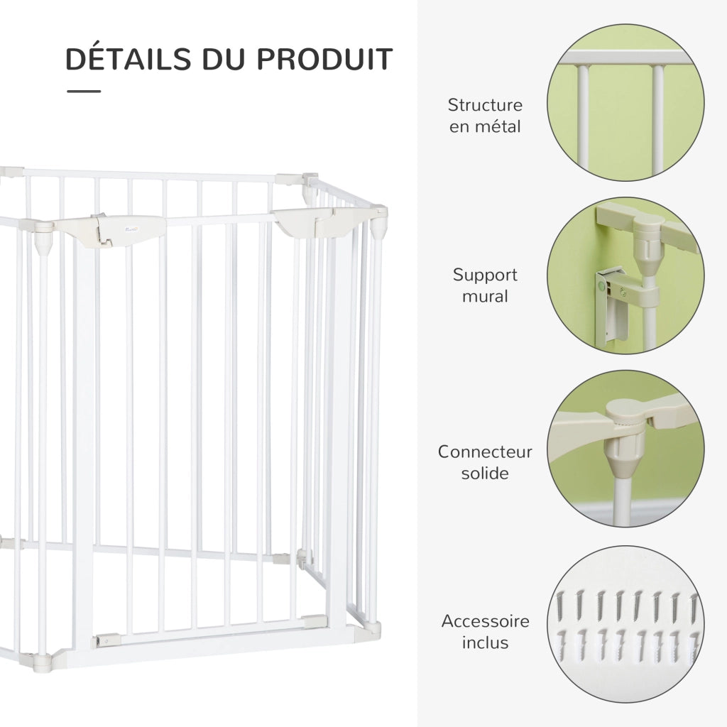 Recinto modulare per cani con porta integrata ¨C Xylo ¨C 300x74,5 cm metallo PP bianco