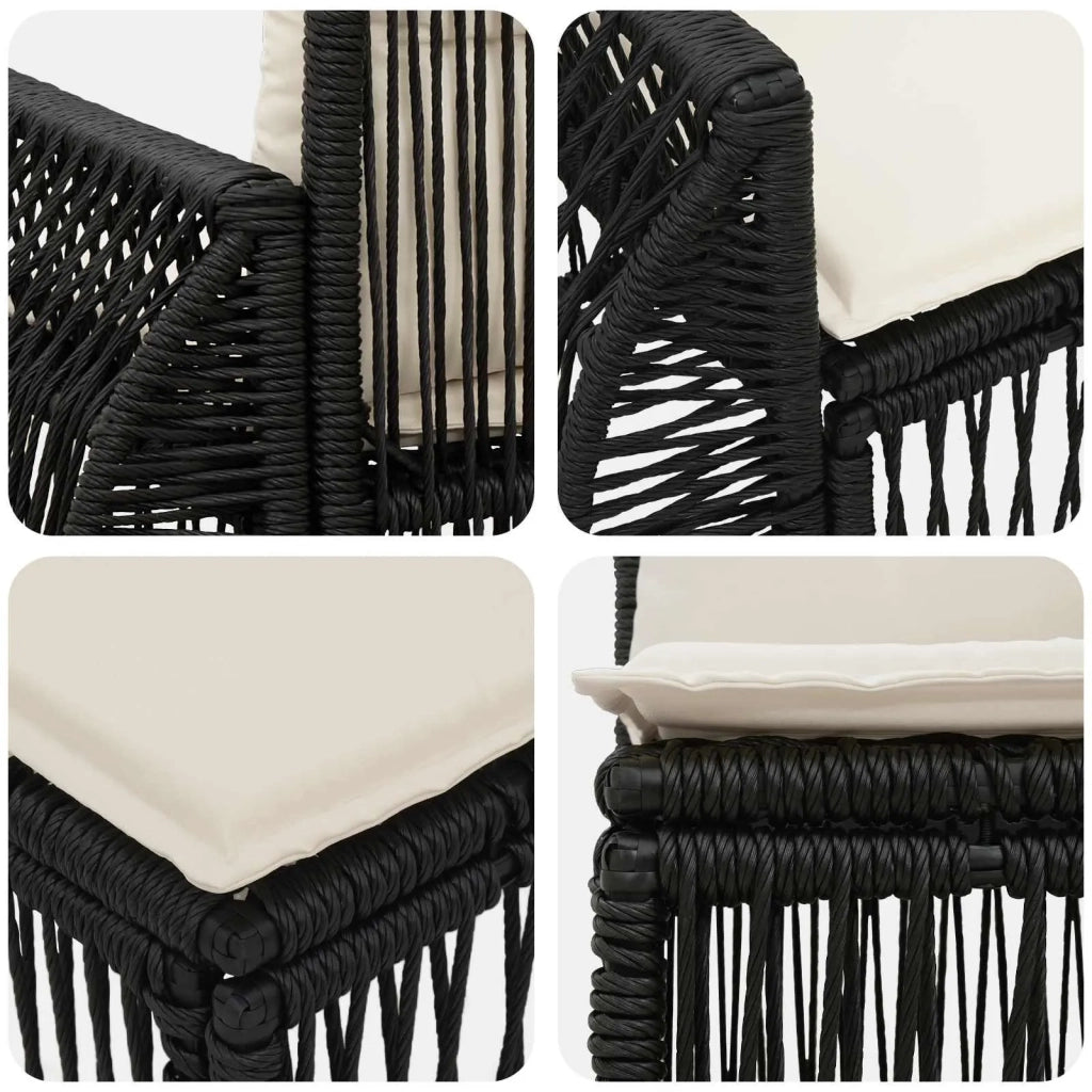 Set Divano da Giardino 8 pz Nero e Bianco Crema polyrattan 3435508