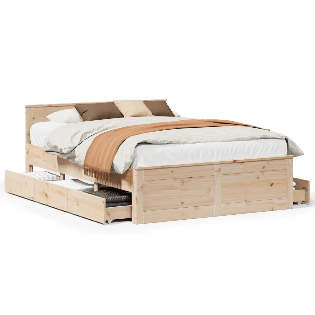 Giroletto senza Materasso con Testata-Struttura Letto 150x200 cm Massello Pino