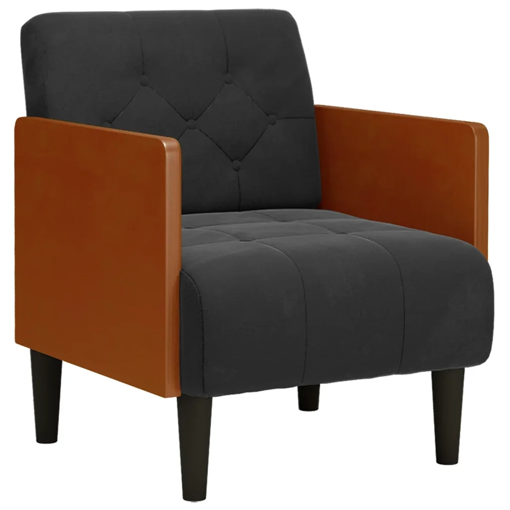 Divano Sedia con Braccioli-Poltrona-Sofa Relax Nero 55 cm in Velluto