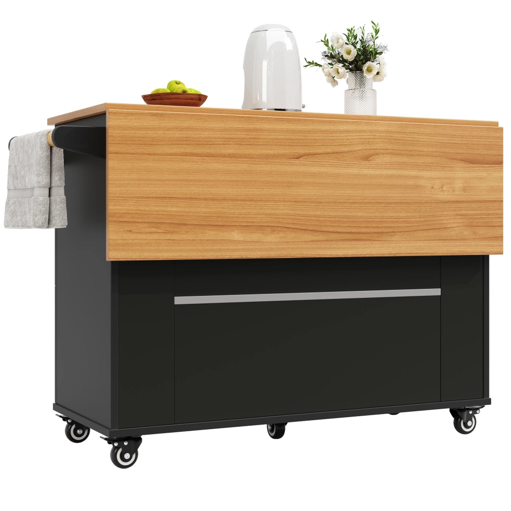 Isola cucina moderna - Zephmum- Schienali estensibili, finitura in legno, nero