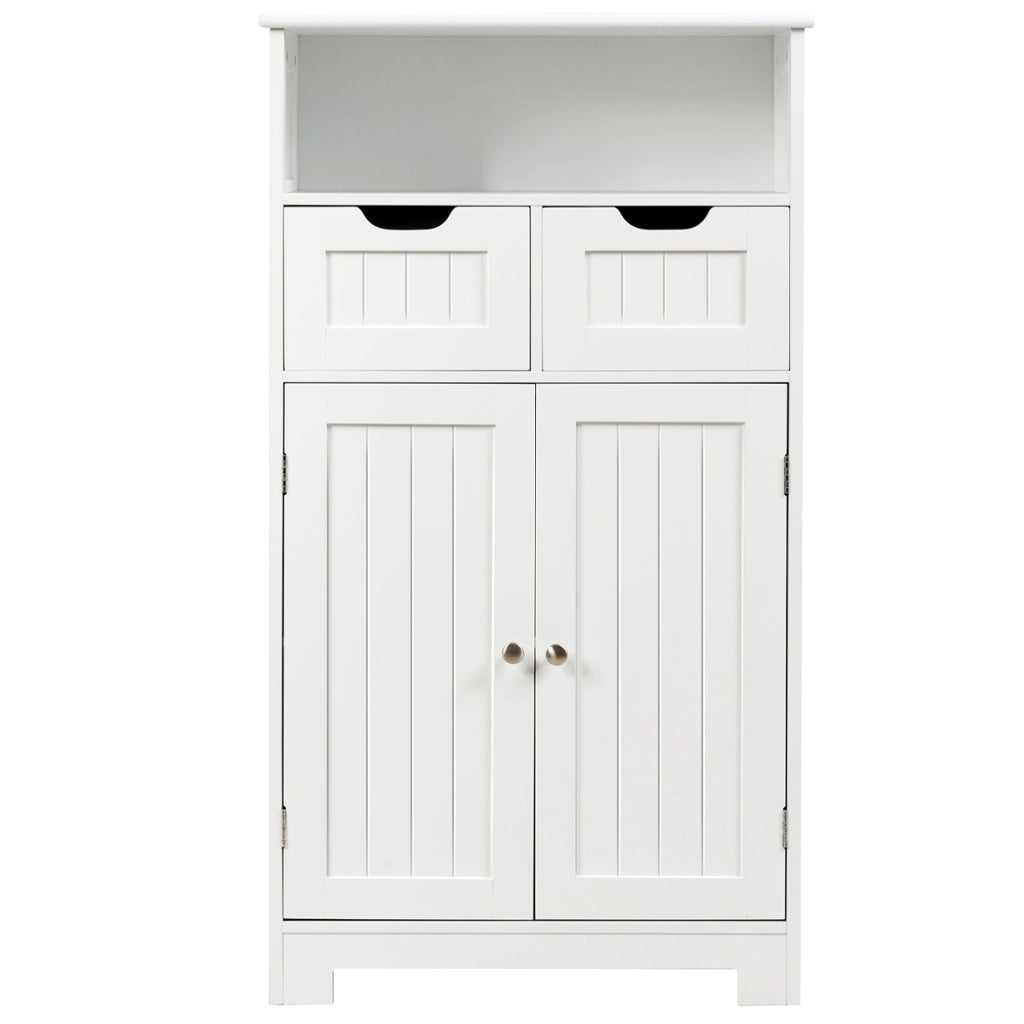 Armadio del bagno con una mensola aperta-Mobiletto da bagnoCredenza per cucina con 2 ante e 2 cassetti Bianco