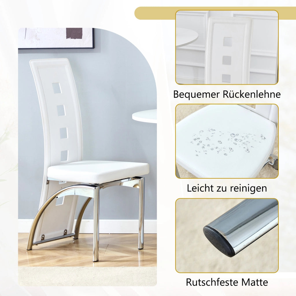 SEDIA da pranzo Set da 2 pezzi 102,5 cm PU bianco e metallo argento