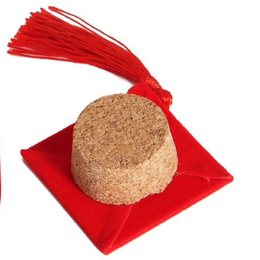 Trade Shop - Bomboniera Portaconfetti Per Festa Di Laurea Con Tocco Rosso In Vetro E Sughero -