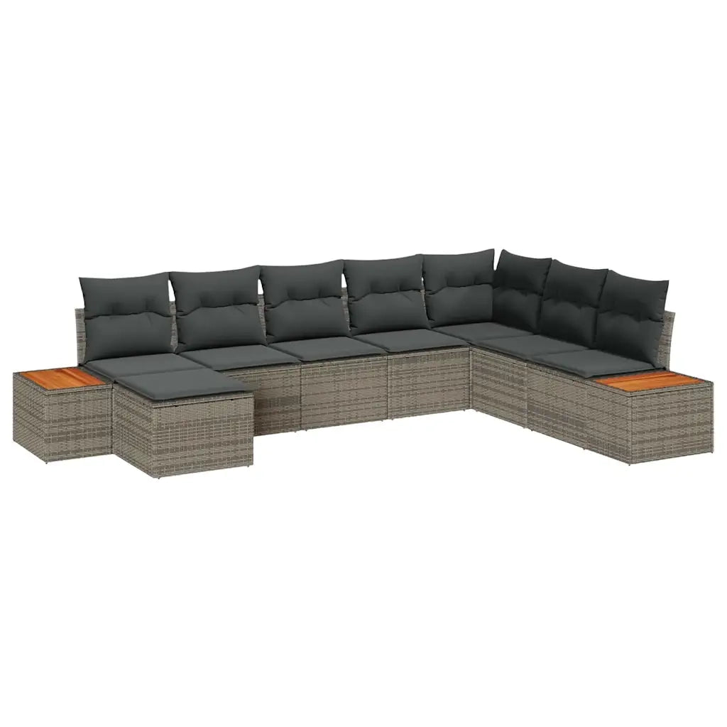 Set Divano da Giardino con cuscino 9 pcs Grigio Polyrattan 3356814