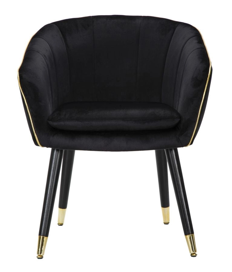 Poltrona elegante, tessuto nero, gambe legno nero 62x58x78cm Paris Gold