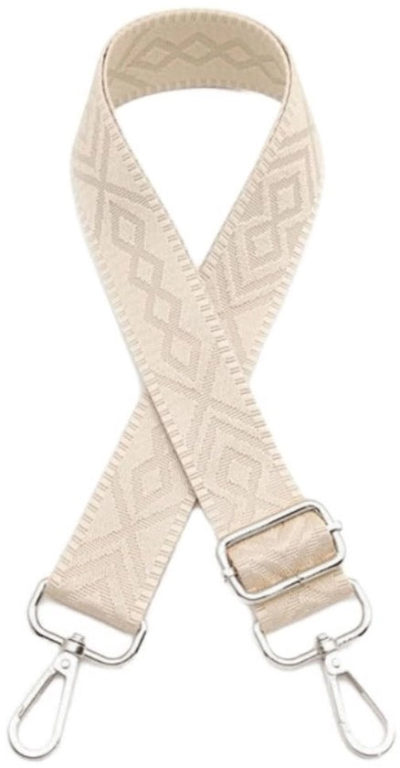 Cinturino per spalla regolabile - Cinturino per borsa - Materiale: poliestere - Larghezza 3,8 cm - Lunghezza 75-130 cm - Chiusura con spilla d'argento - Cinturino per spalla