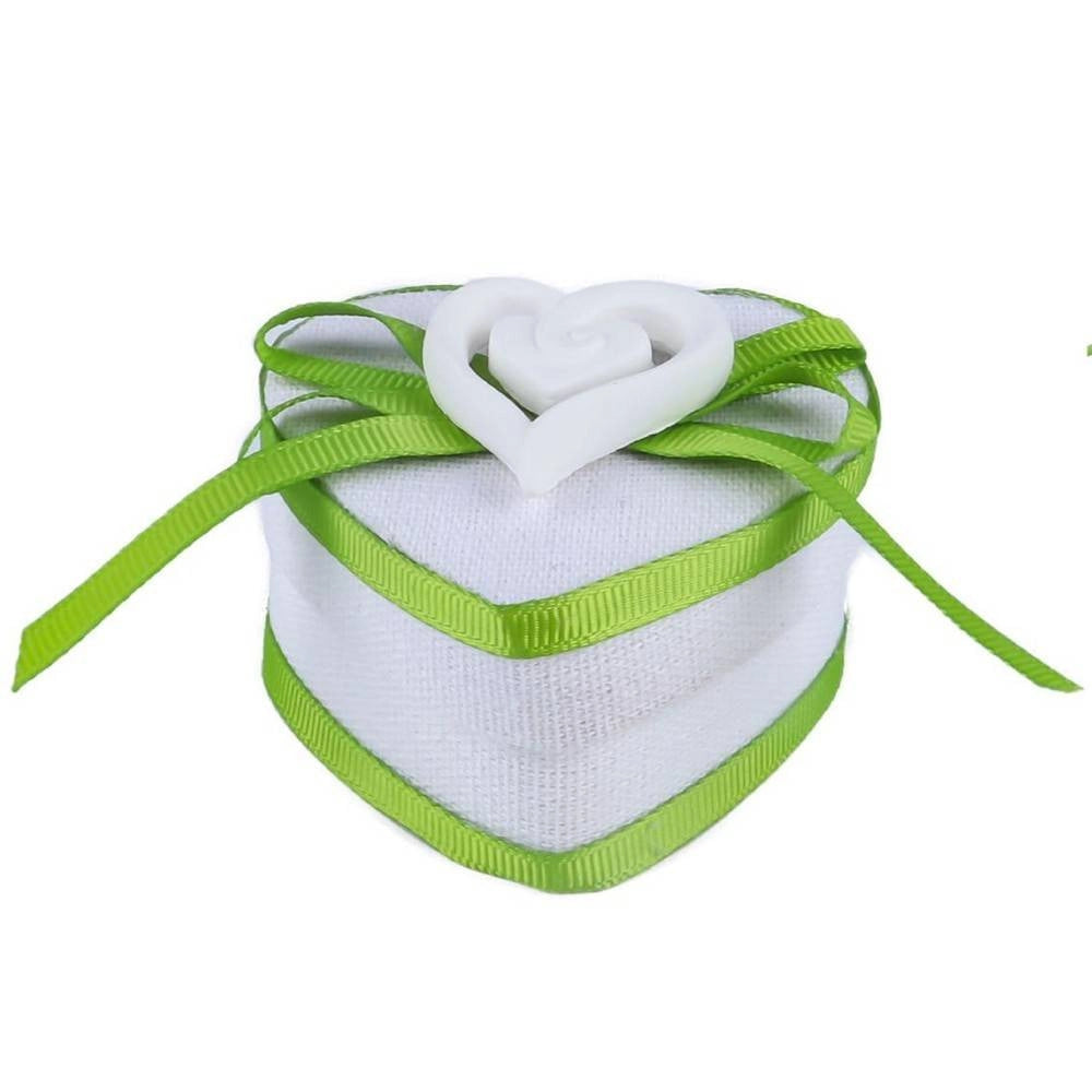 Trade Shop - Set 12 Pezzi Bomboniera Bomboniere Cofanetto Cuore Verde Invito Portaconfetti -