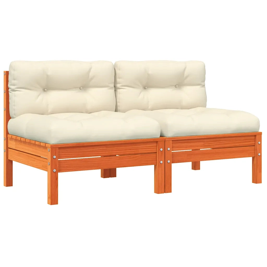 Divano Giardino Senza Braccioli Cuscini 2pz Marrone Cera Pino 838162