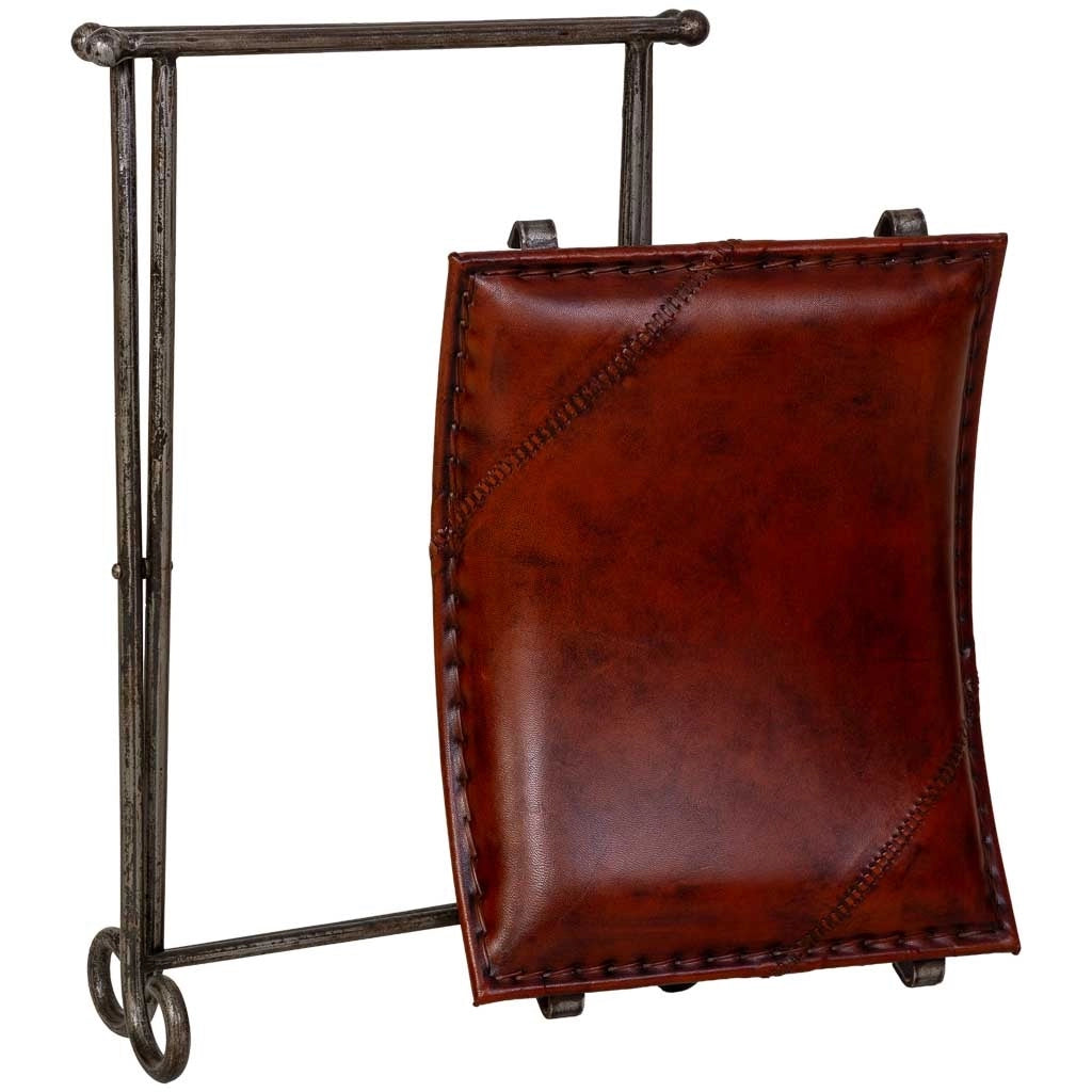 Sgabello marrone con gambe in metallo 50x45x45h cm