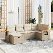 Set Divano da Giardino 6 pz con Cuscini Beige in Polyrattan