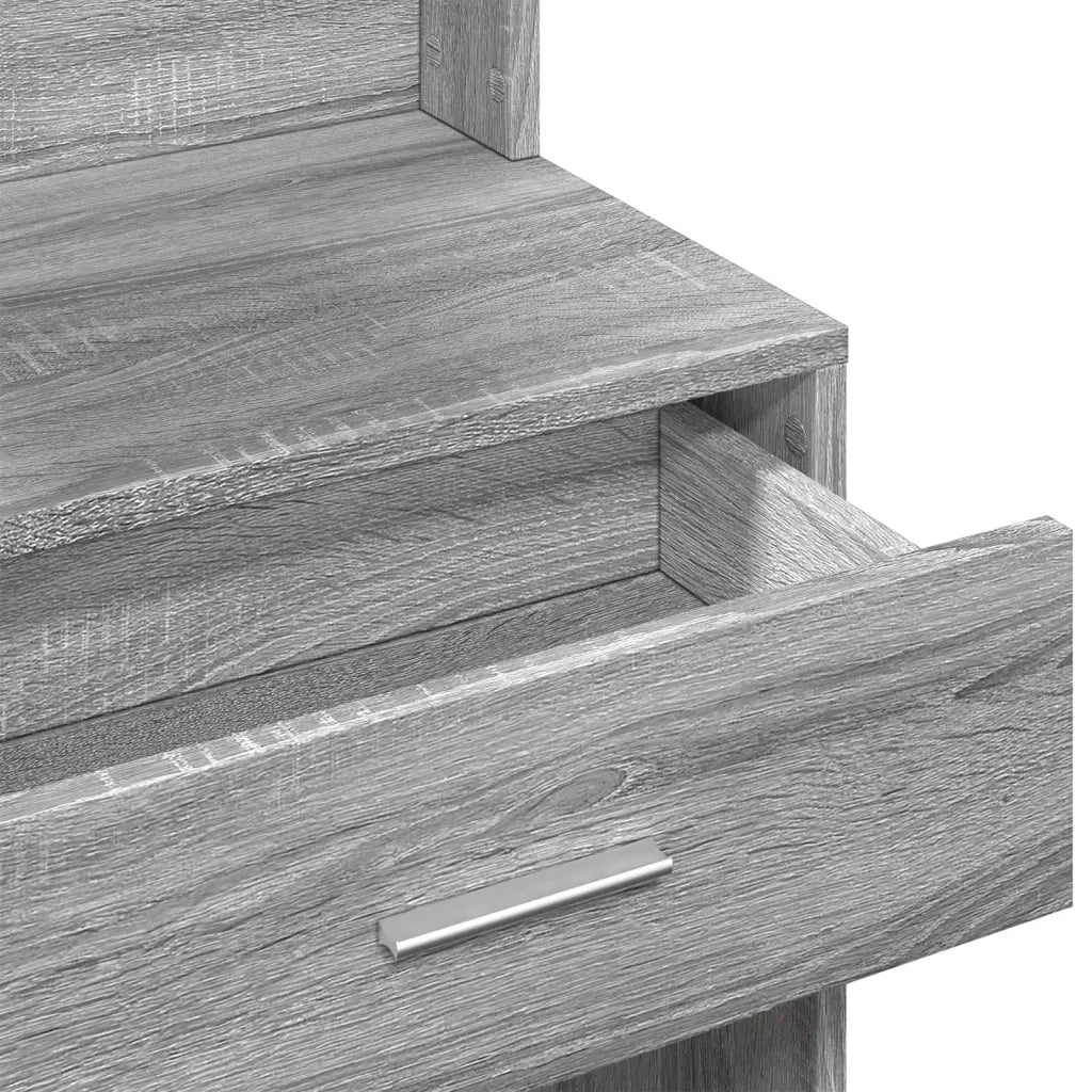 Toeletta | Tavolo da Trucco con Armadietto Grigio Sonoma 80x35x132 cm