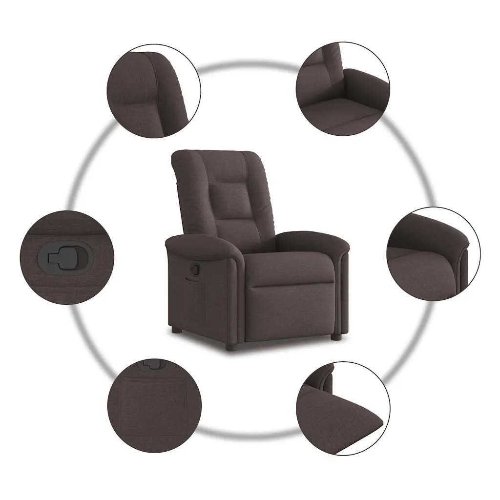Poltrona Reclinabile Marrone Scuro in Tessuto 4015621