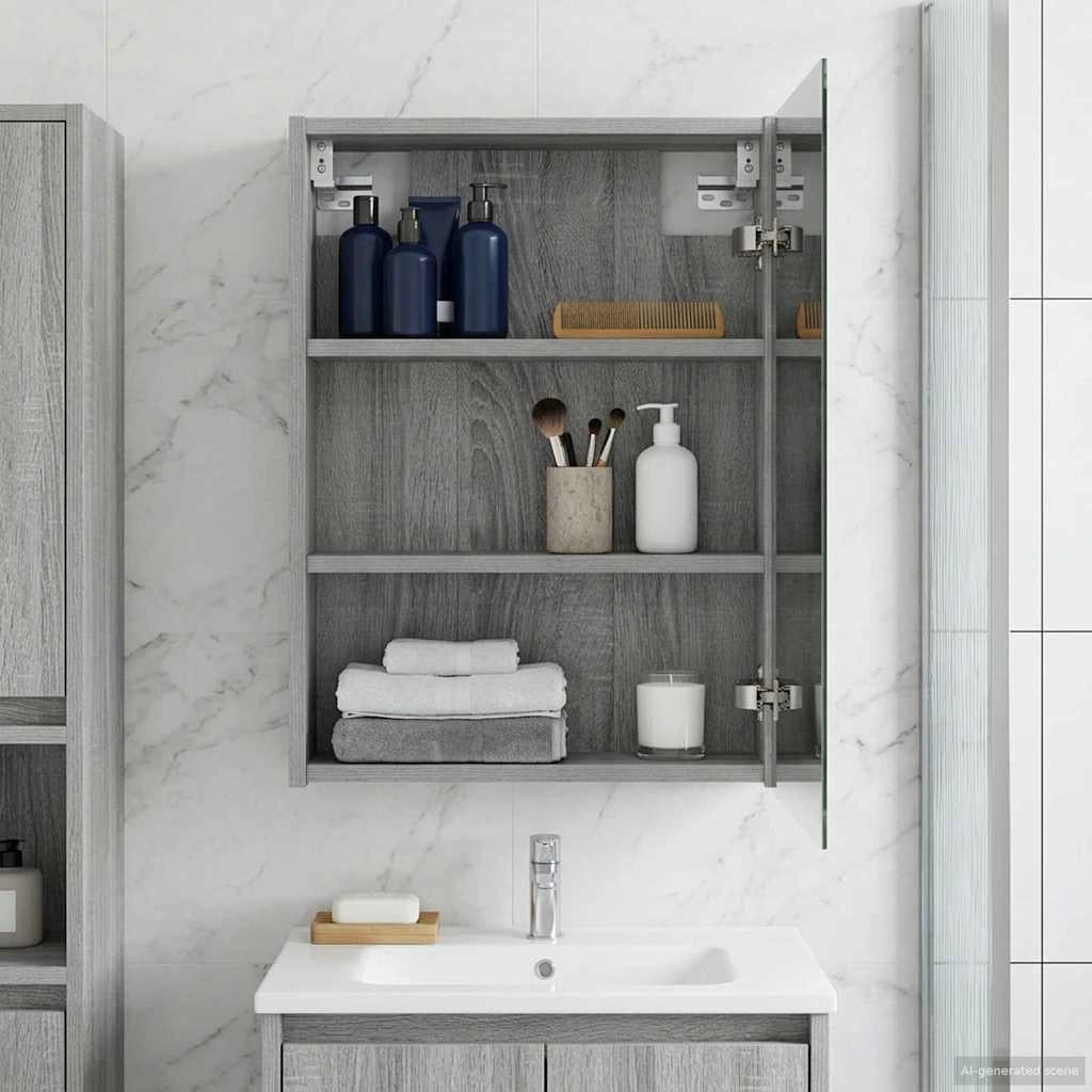 Mobiletto per specchio da bagno Grigio Sonoma 43 x 16 x 62.5 cm 889140