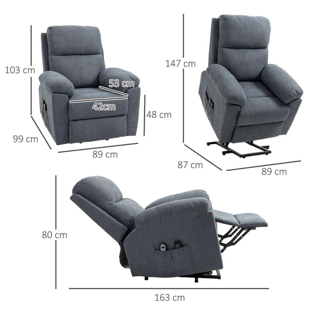 Poltrona Massaggiante Elettrica Reclinabile con Alzapersona ¨C Minimal ¨C Grigio