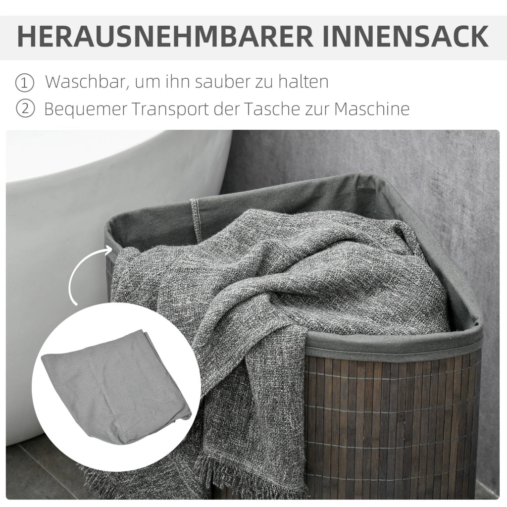 Cestino per bucato con coperchio e manico ¨C Minimal ¨C Bamb¨´ grigio 55L