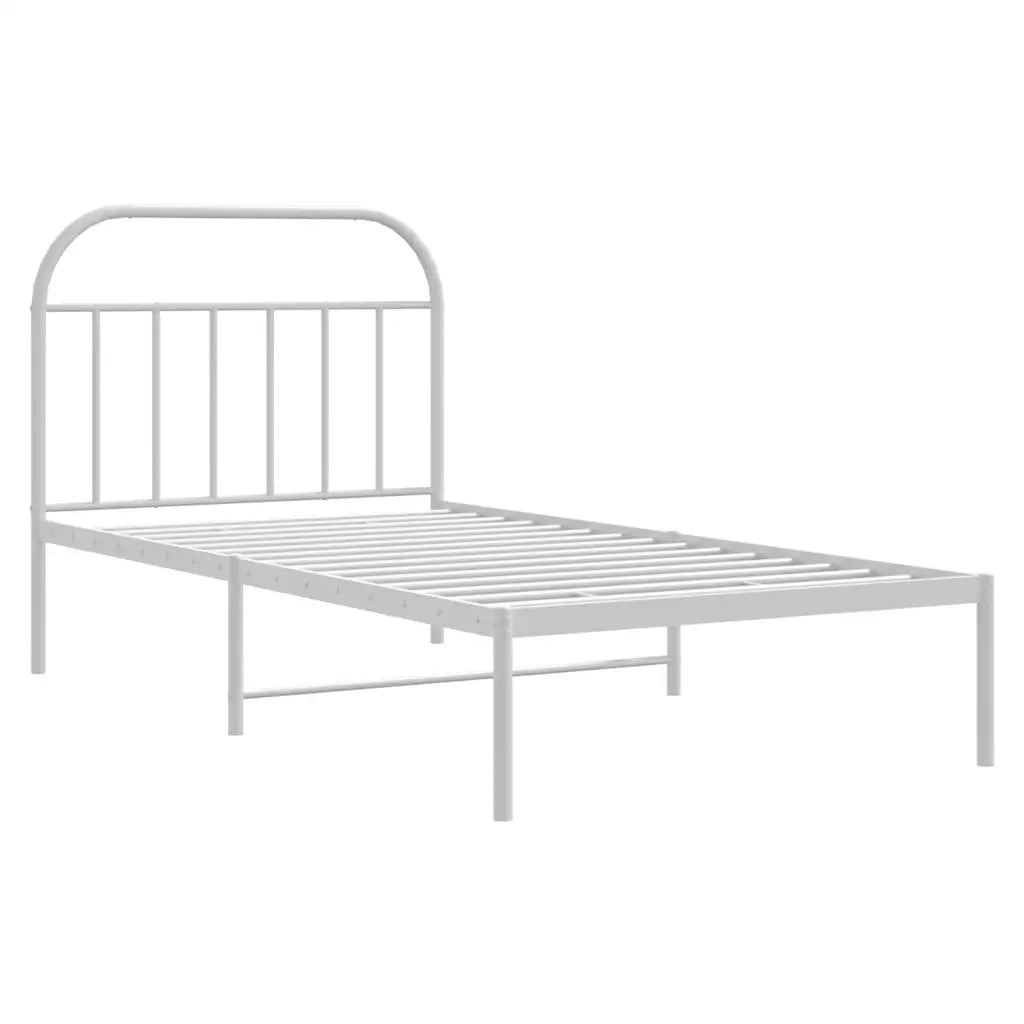 Letto singolo | Letto per adulti | Giroletto con Testiera Metallo Bianco 100x200 cm