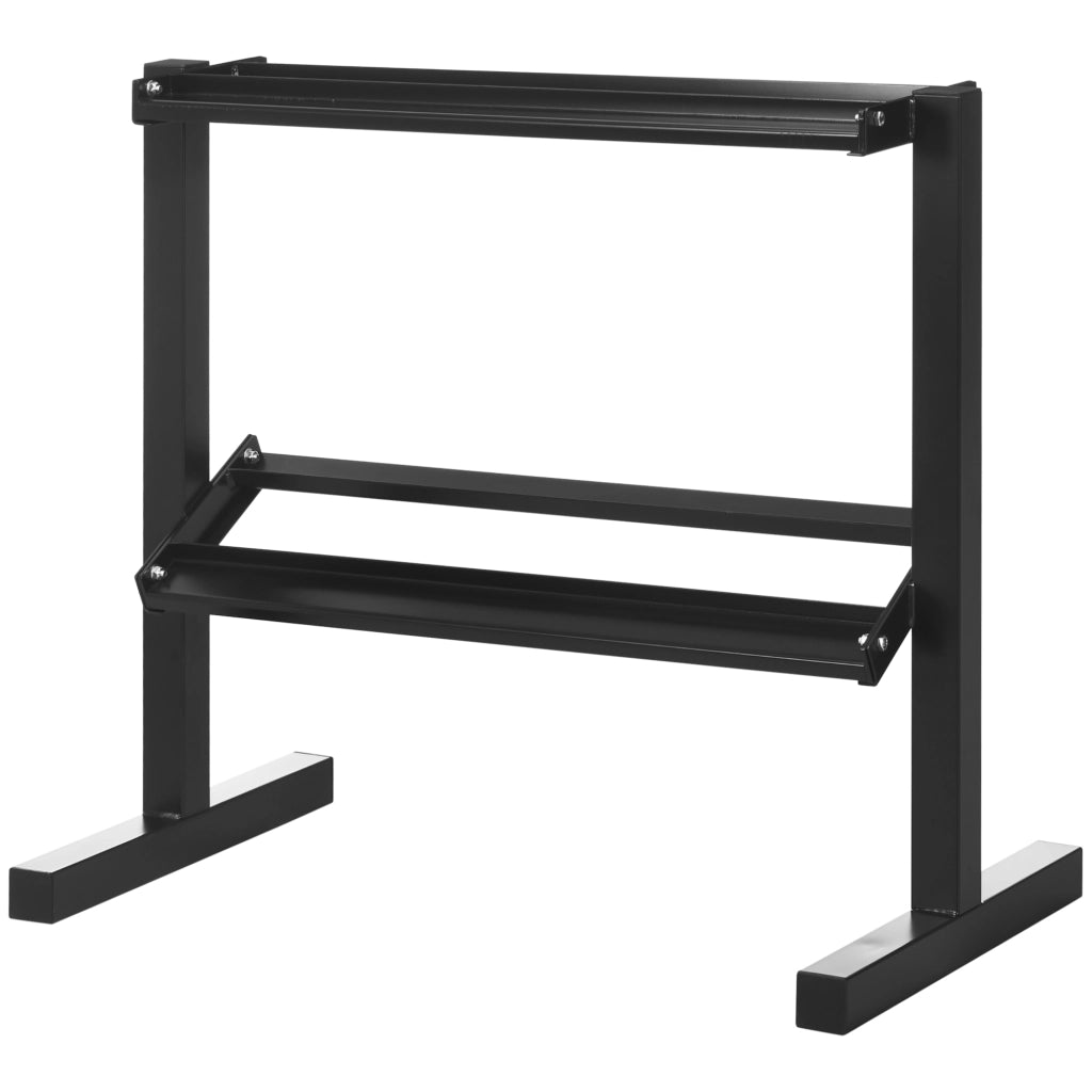 Rastrelliera per Manubri 2 Ripiani ¨C Xylo ¨C Acciaio Nero 94x52,5x82cm Portata 270kg