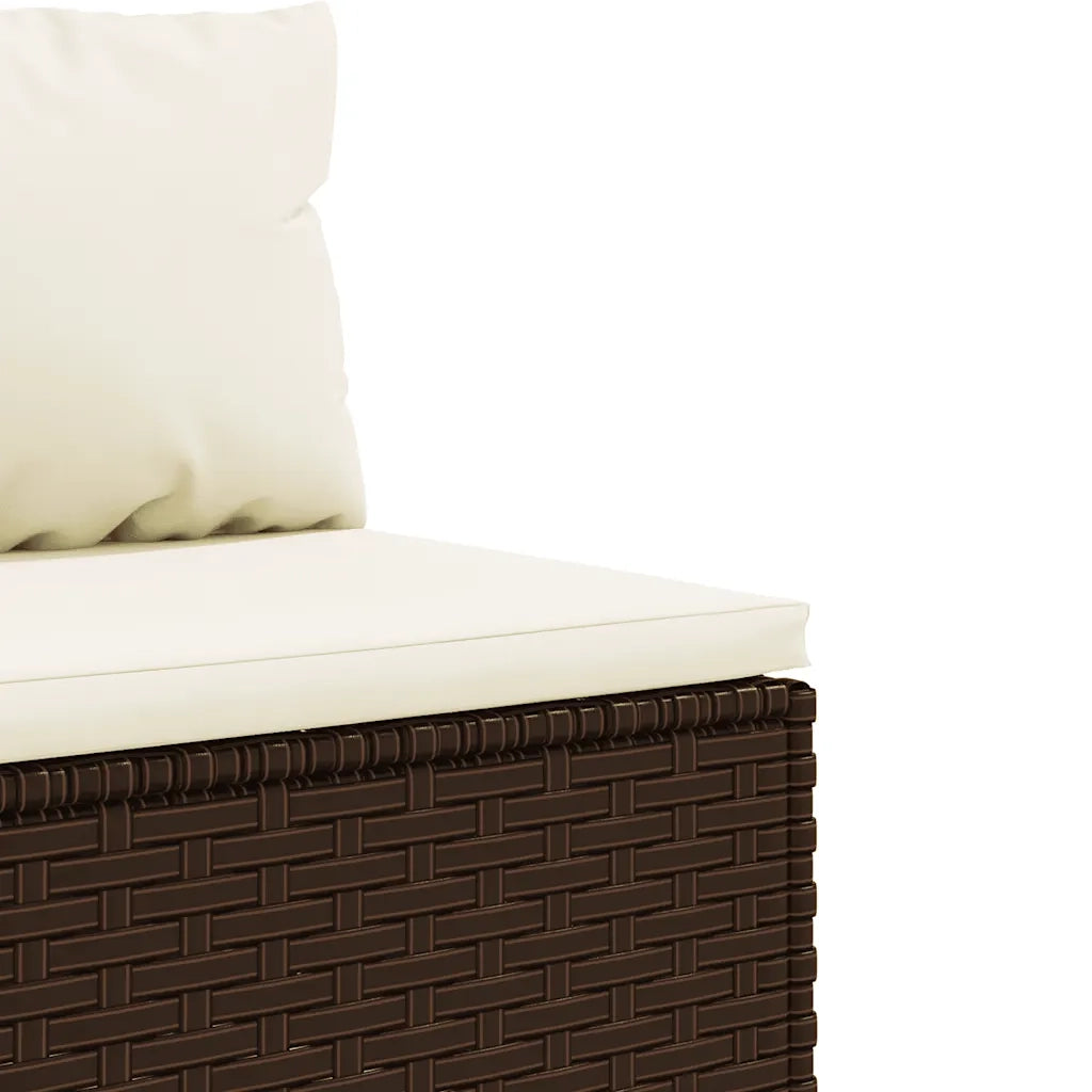 Set Divani da Giardino 5 pz con Cuscini Marrone in Polyrattan