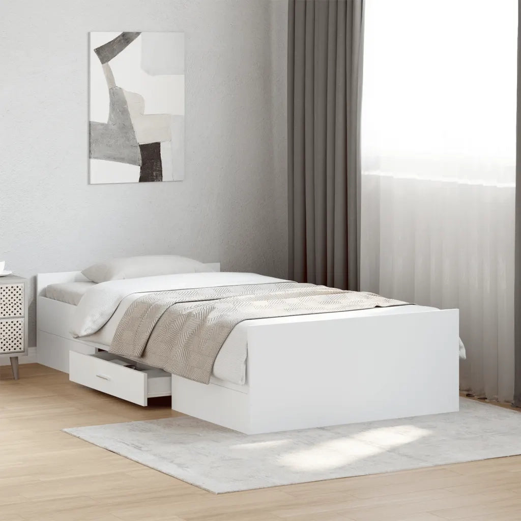 Giroletto con Cassetti Bianco 90x190 cm in Legno Multistrato 3280342