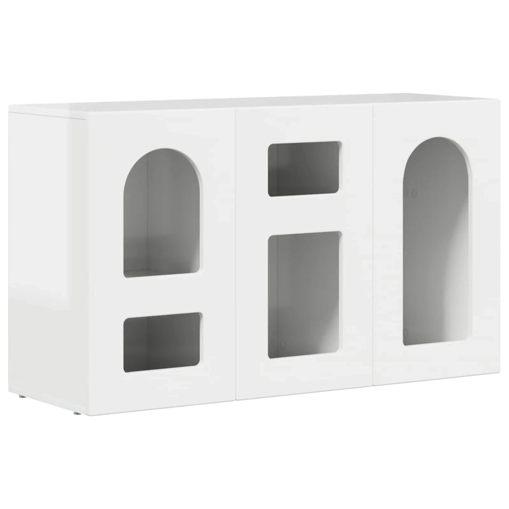 Credenza-Buffet-Armadio da cucina Bianco Lucido 100 x 35 x 59 cm Legno multistrato