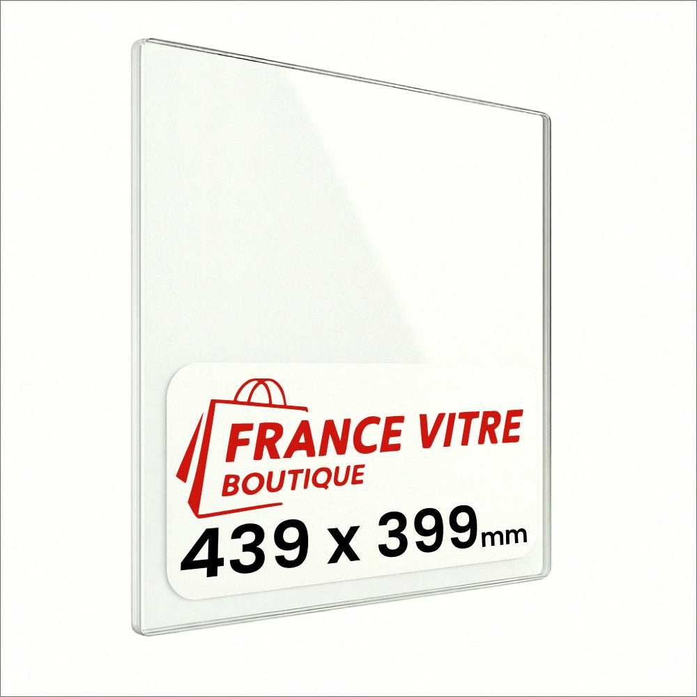439 x 399 x 4 mm - Vetro per stufa a legna - vetro camino di ricambio - vetro per caminetto resistente al fuoco - France Vitre