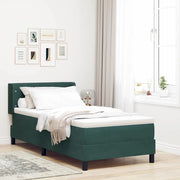 Letto a molle con materasso-Struttura Letto con Materasso Verde Scuro 200 x 90 cm Poliestere 682173