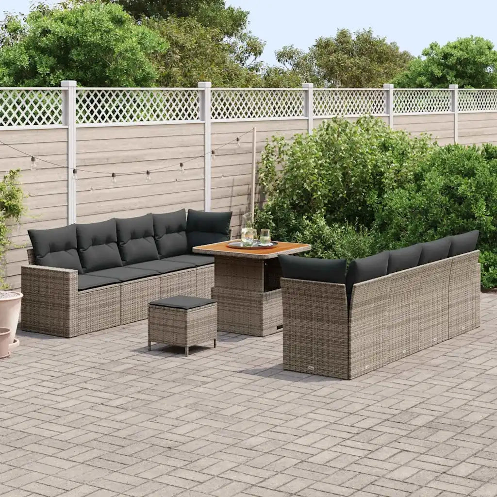 Set Divano da Giardino con cuscino 12 pcs Grigio polyrattan 3363538