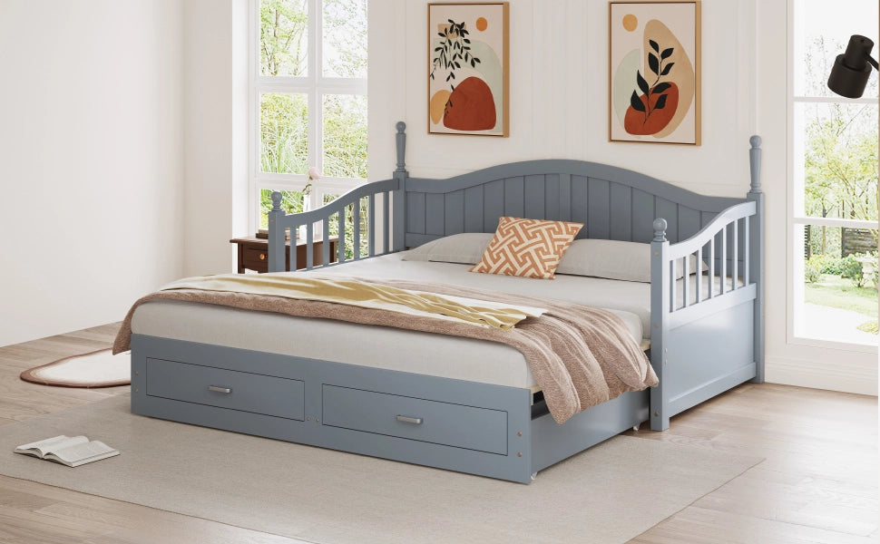 Divano letto con funzione estraibile in legno di pino 90x190 cm