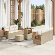Set Divano da Giardino 11 pcs Beige e Crema polyrattan