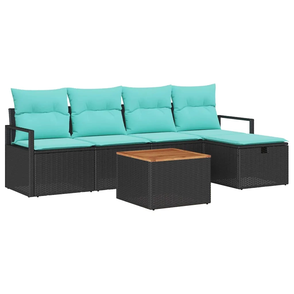 Set Divano da Giardino con cuscino 6 pcs Nero polyrattan 3359536