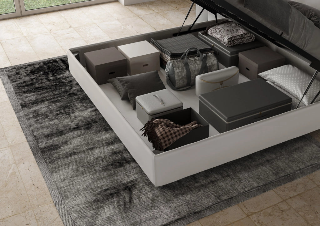 Letto Matrimoniale King Size 180x210 cm con Rete Imbottito in Similpelle Agueda Bianco