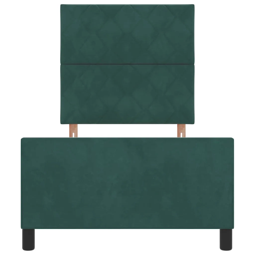 Letto a molle con testiera Verde Scuro 90 x 200 cm Velluto