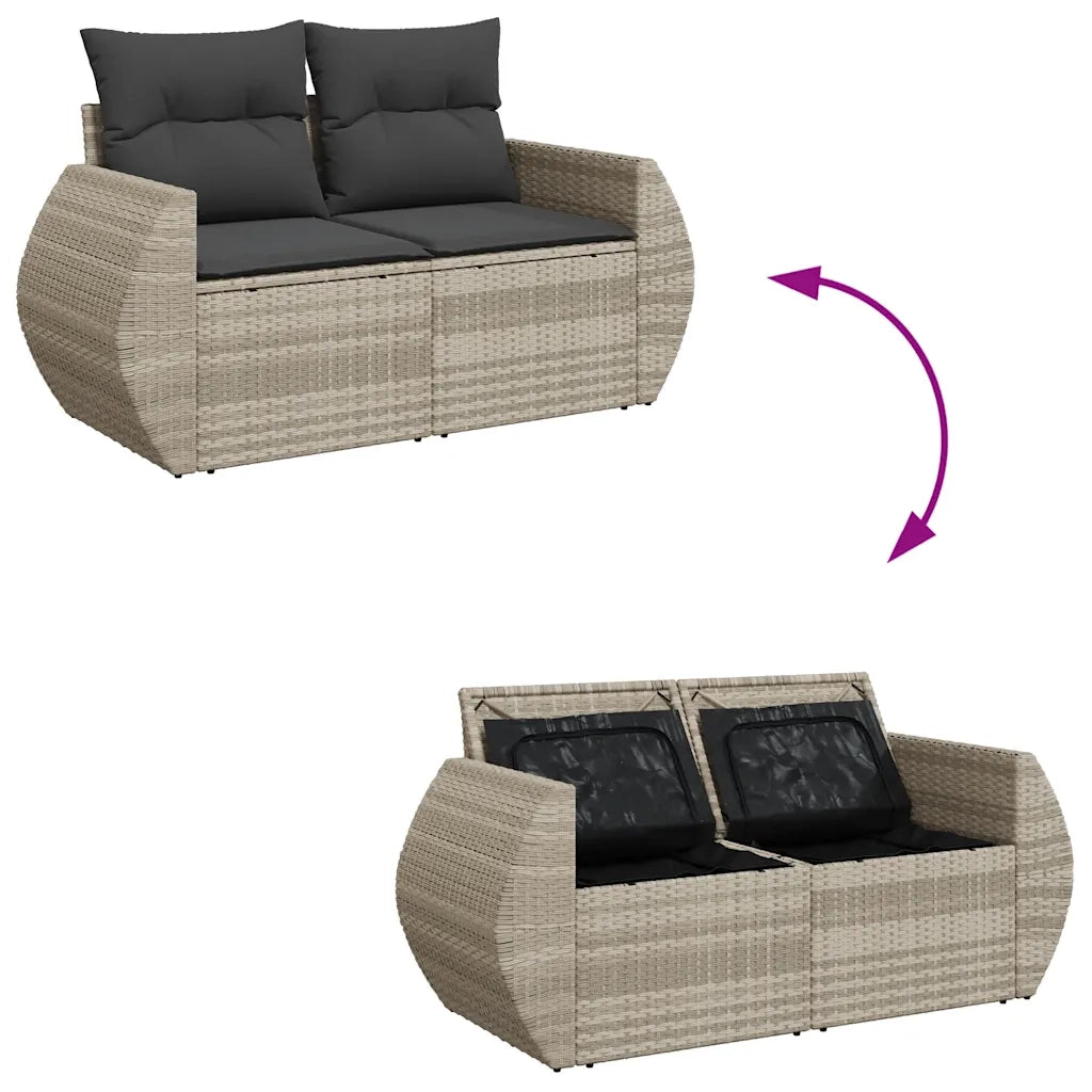 Set Divani da Giardino 7pz con Cuscini Grigio Chiaro Polyrattan 3326593