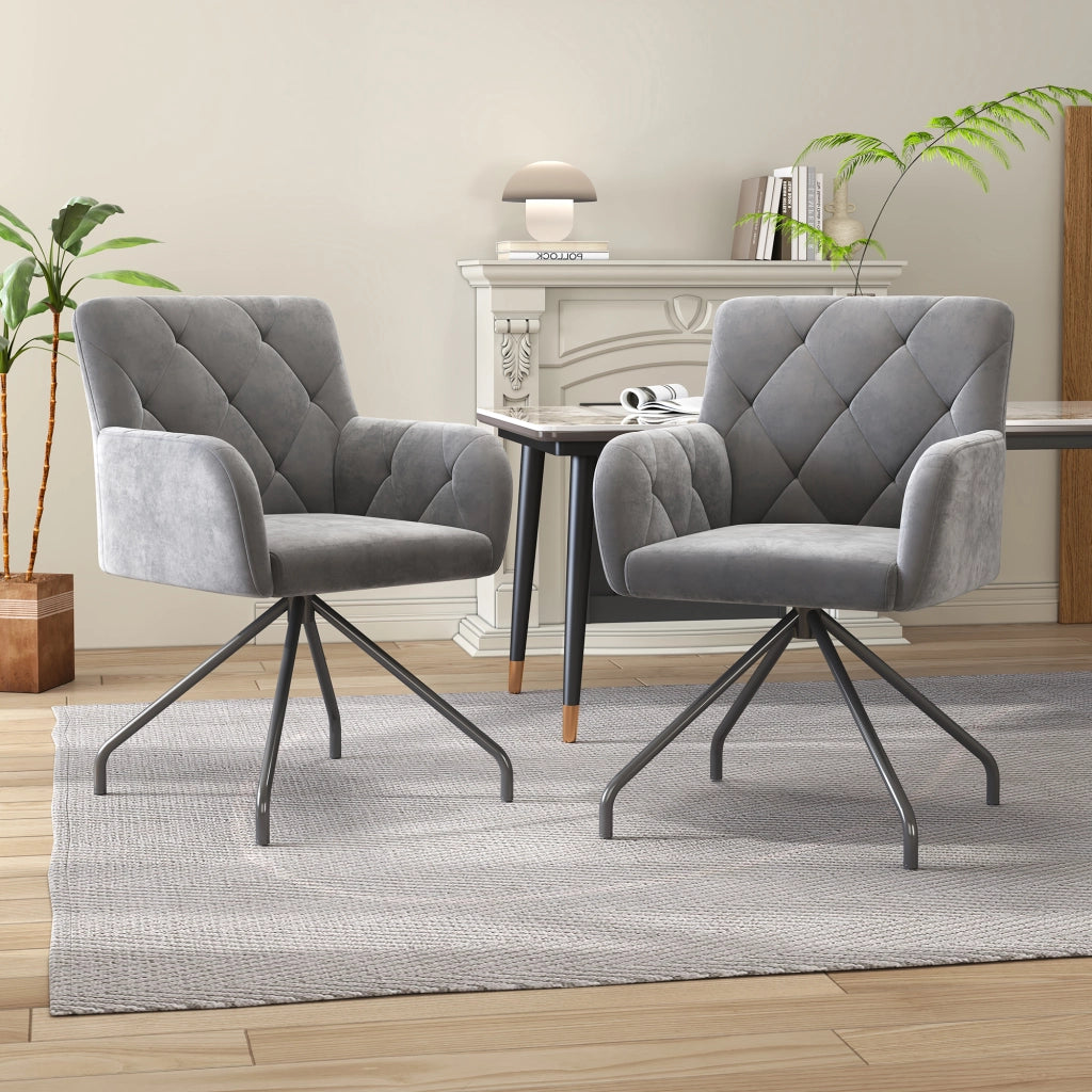 SEDIA con braccioli Set da 6 pezzi in velluto grigio chiaro