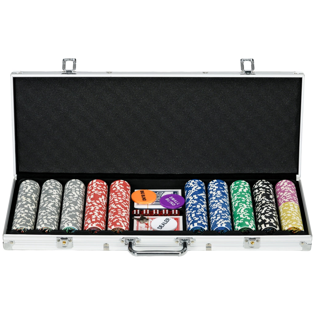 Set di Poker con Custodia ¨C Minimal ¨C 500 Chips, per 9-10 Giocatori, Argento