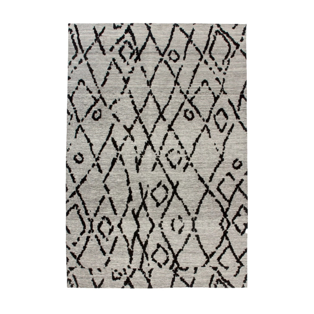 Tappeto Jacquard River 100 in Cotone Grigio e Nero