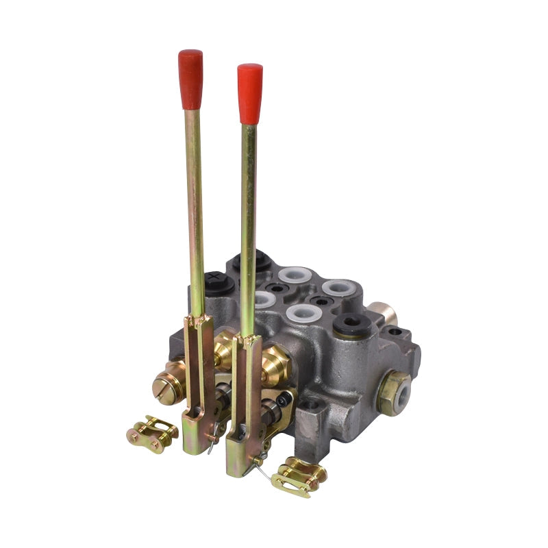 Distributore idraulico con due leve, pressione 200 bar, 80 L/min. (LEVE NON INCLUSE!)