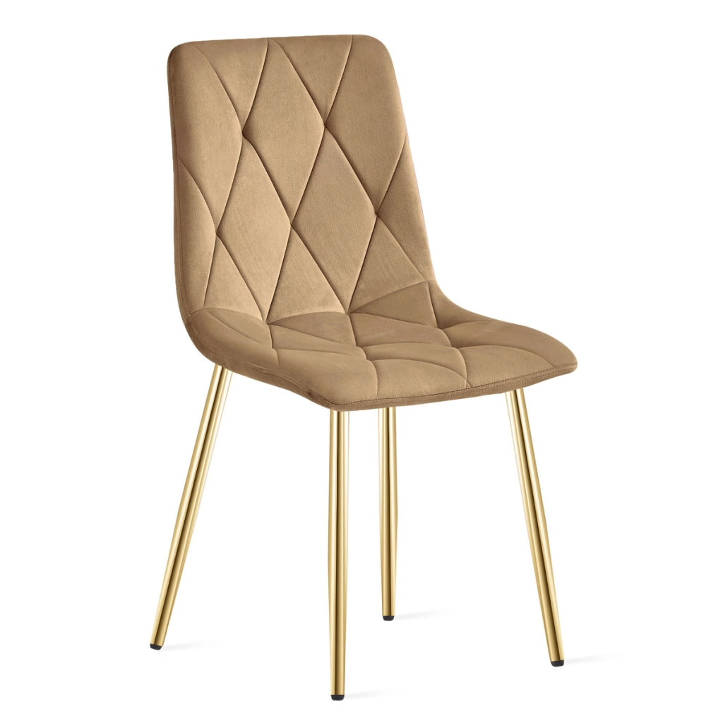 Set di 2 sedie Libra in velluto marrone e gambe oro